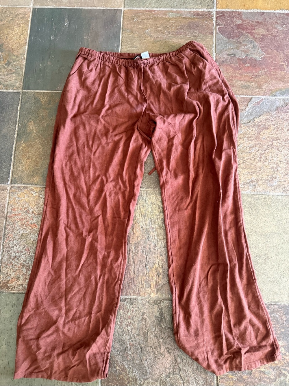 H&M Wide-Leg Pants in Rust Brown